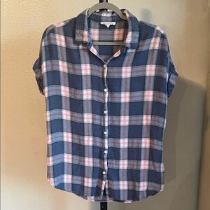 Beachlunchlounge Soft Blue Plaid Shirt